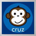 Personalized Cheeky Monkey [blue+navy] Poster
