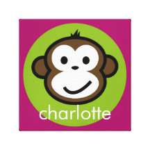 Personalized Cheeky Monkey [lime+purple] Canvas Prints