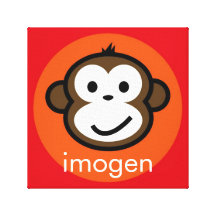 Personalized Cheeky Monkey [orange+red] Stretched Canvas Print