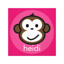 Personalized Cheeky Monkey [pink+hot pink] Canvas Prints