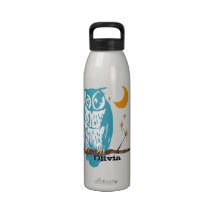 Personalized Flower Cute Owls Recycle Sign Water Bottles