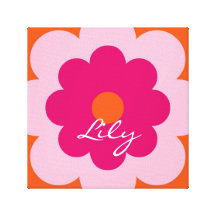 Personalized Flower [pink+orange] Stretched Canvas Print