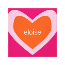 Personalized Heart [orange+pink] Canvas Prints