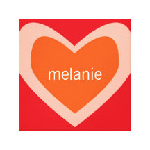 Personalized Heart [orange+red] Stretched Canvas Print