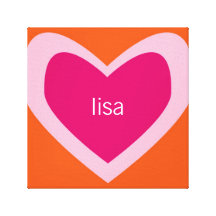 Personalized Heart [pink+orange] Gallery Wrap Canvas