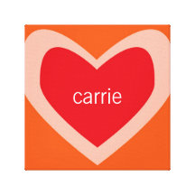 Personalized Heart [red+orange] Gallery Wrapped Canvas
