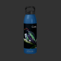Personalized Hummingbird on Blue Water Bottle water bottles