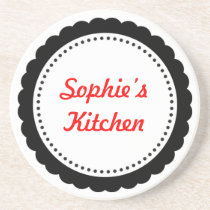 Personalized kitchen coaster black scallop coasters
