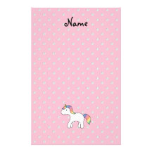 Personalized name baby unicorn pink diamonds stationery