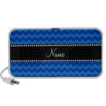 Personalized name blue chevrons mini speakers