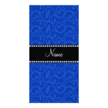 Personalized name blue swirls customized photo card