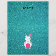 Personalized name bunny turquoise glitter full color flyer