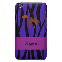 Personalized name camel purple zebra stripes iPod touch cover