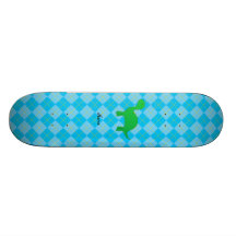 Personalized name dinosaur blue argyle custom skateboard