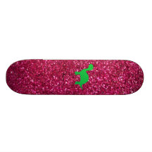 Personalized name dinosaur pink glitter custom skate board