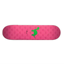 Personalized name dinosaur pink hearts skate board