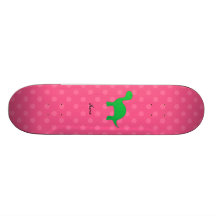 Personalized name dinosaur pink polka dots skate decks