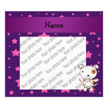 Personalized name dog pink stars purple photographic print