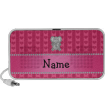 Personalized name elephant pink hearts and stripes iPhone speaker