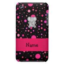 Personalized name elephant pink polka dots iPod touch cover