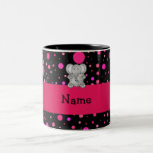 Personalized name elephant pink polka dots mug