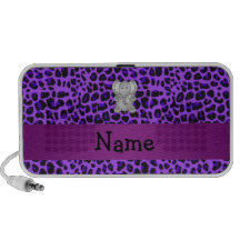 Personalized name elephant purple leopard print iPod speaker