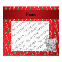 Personalized name elephant red snowman pattern art photo