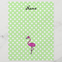 Personalized name flamingo green polka dots flyers