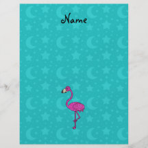 Personalized name flamingo turquoise stars moons custom flyer