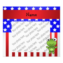 Personalized name frog patriotic american flag photograph