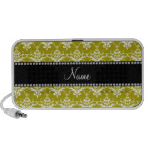 Personalized name gold yellow damask iPod speaker