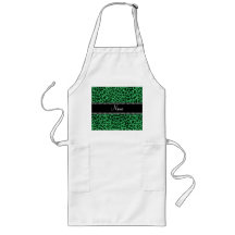 Personalized name green leopard pattern aprons