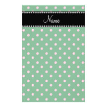 Personalized name Green pink diamonds Stationery