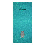 Personalized name hippo turquoise glitter rack card design
