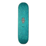 Personalized name hippo turquoise glitter skate boards