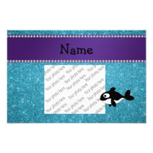 Personalized name killer whale blue glitter photographic print