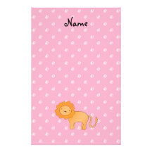 Personalized name lion pink diamonds stationery paper