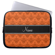 Personalized name Orange damask Laptop Computer Sleeve