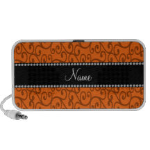 Personalized name orange swirls travel speaker