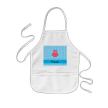 Personalized name owl blue snowflakes apron