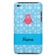 Personalized name owl blue snowflakes barely there iPod cases