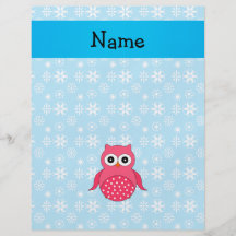 Personalized name owl blue snowflakes flyer