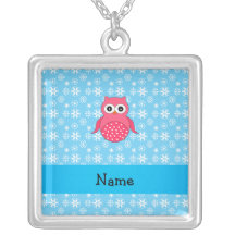Personalized name owl blue snowflakes custom jewelry