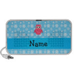 Personalized name owl blue snowflakes notebook speakers