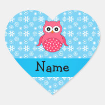 Personalized name owl blue snowflakes sticker