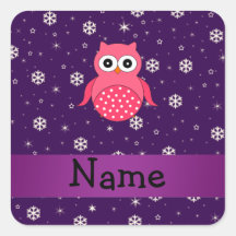 Personalized name owl snowflakes stars sticker