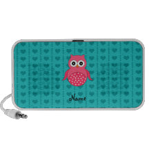 Personalized name owl turquoise hearts travelling speaker