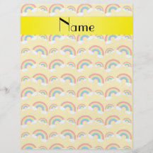 Personalized name pastel yellow rainbows pattern flyer