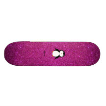 Personalized name penguin pink glitter skateboard decks