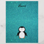 Personalized name penguin turquoise glitter personalized flyer